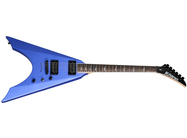Kramer Nite-V Royal Blue Metallic String Through Inkl. Premium Gig Bag 