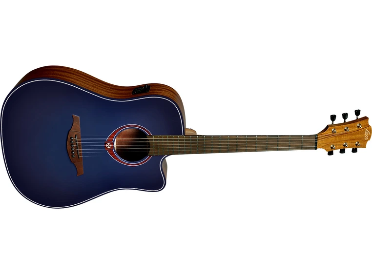 LAG T-BLUE Tramontane Dreadnought Cutaway Acoustic-Electric Blue Burst 