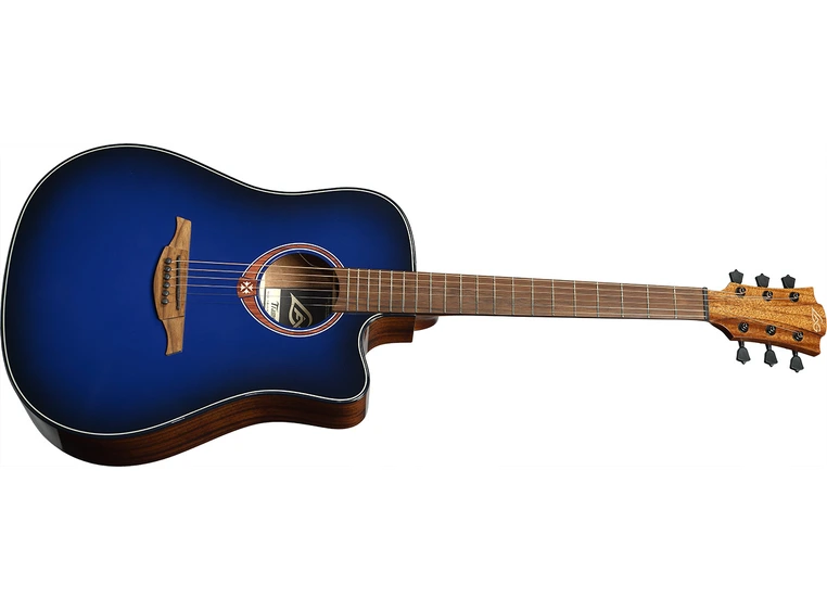 LAG T-BLUE Tramontane Dreadnought Cutaway Acoustic-Electric Blue Burst 