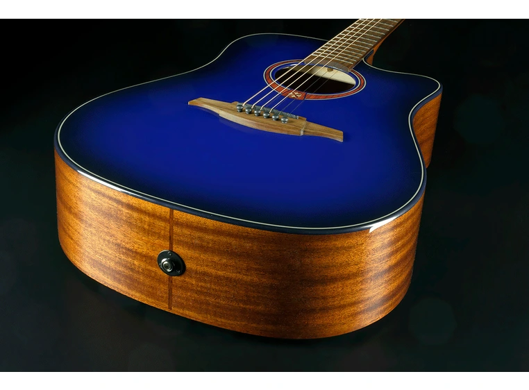 LAG T-BLUE Tramontane Dreadnought Cutaway Acoustic-Electric Blue Burst 