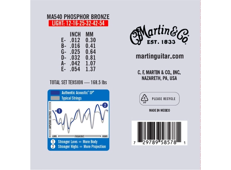 Martin Acoustic SP MA540 Light (012-054) 3 Pack 