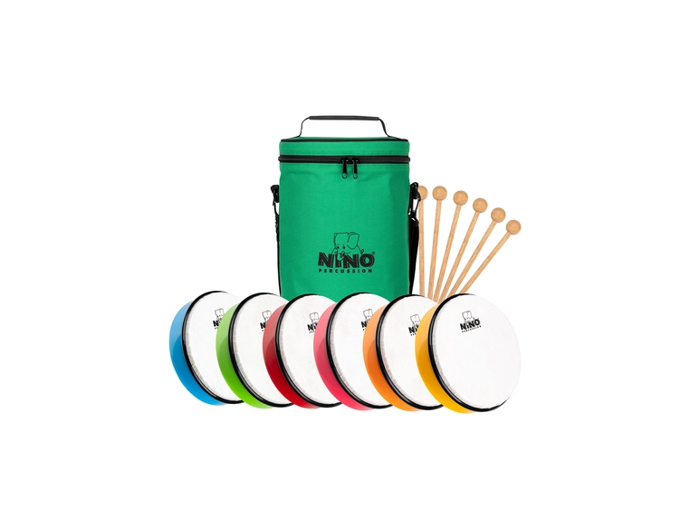 NINO PERCUSSION NINOSET45 Perkusjons set 6x håndtrommer, 8", med bag 
