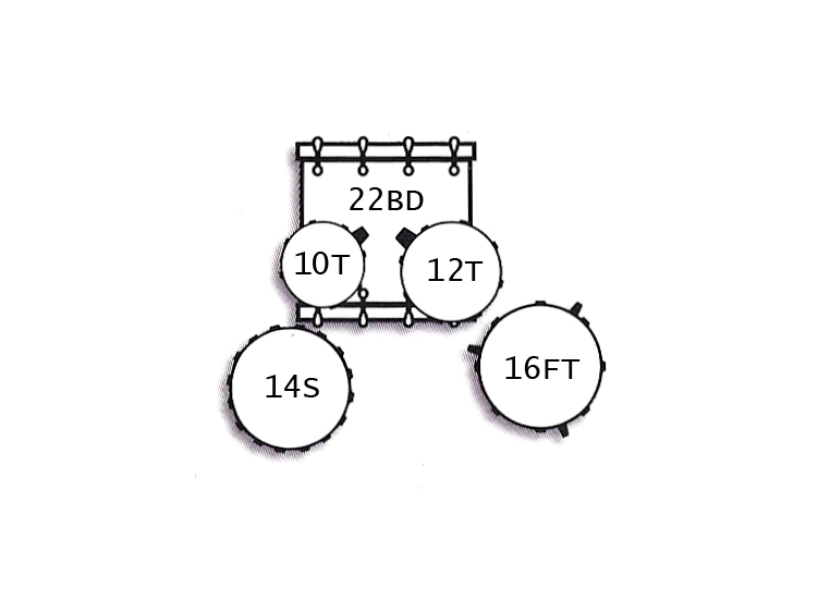 Tamburo TB FORMULA22GBSK Formula-sett 10T12T16FT14SD22BD Gold Black Sparkle 
