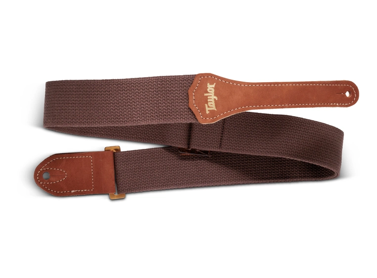 Taylor GS Mini Strap, Chocolate Brown Cotton, 2", Amber Buckle 