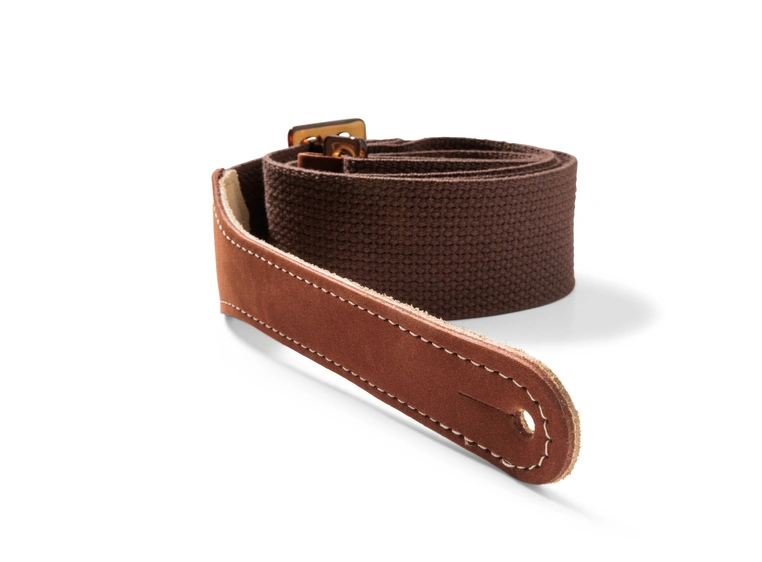Taylor GS Mini Strap, Chocolate Brown Cotton, 2", Amber Buckle 