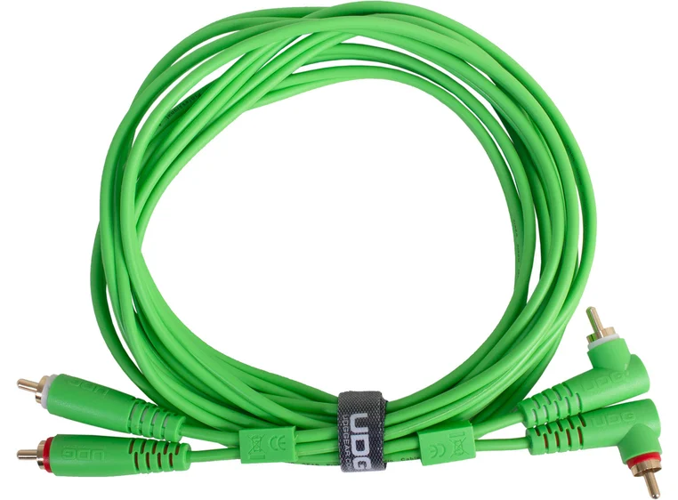 UDG Gear Lydkabel 2x RCA - 2x Vinkel RCA Green 3m 