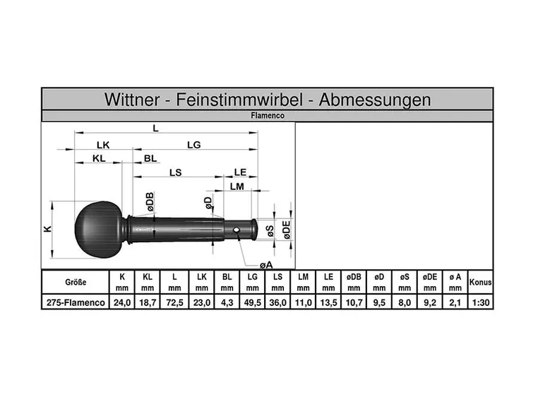 Wittner Finetuner Peg for Flamenco Guitar 