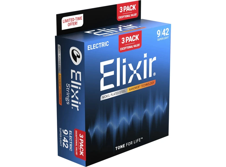 Elixir Nanoweb El Super Light 3-pack (009-042) 16566 
