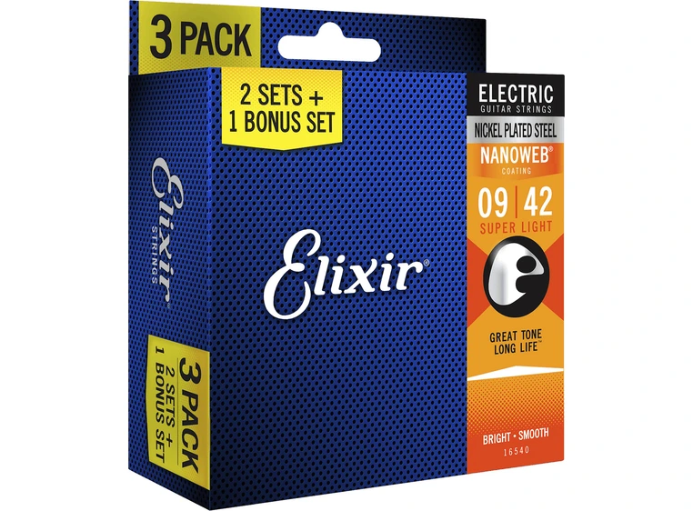 Elixir Nanoweb El Super Light 3-pack (009-042) 16540 