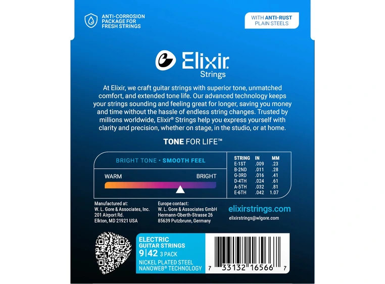 Elixir Nanoweb El Super Light 3-pack (009-042) 16566 