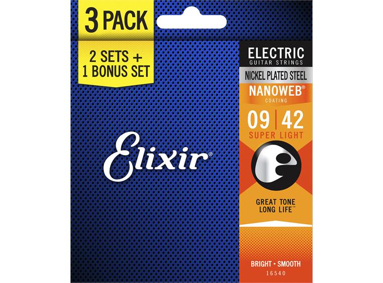 Elixir Nanoweb El Super Light 3-pack (009-042) 16540
