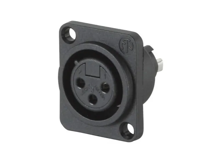 Neutrik Xlr plugg 3P chassi - hunn sort (3FD-L1-O-BAG) 