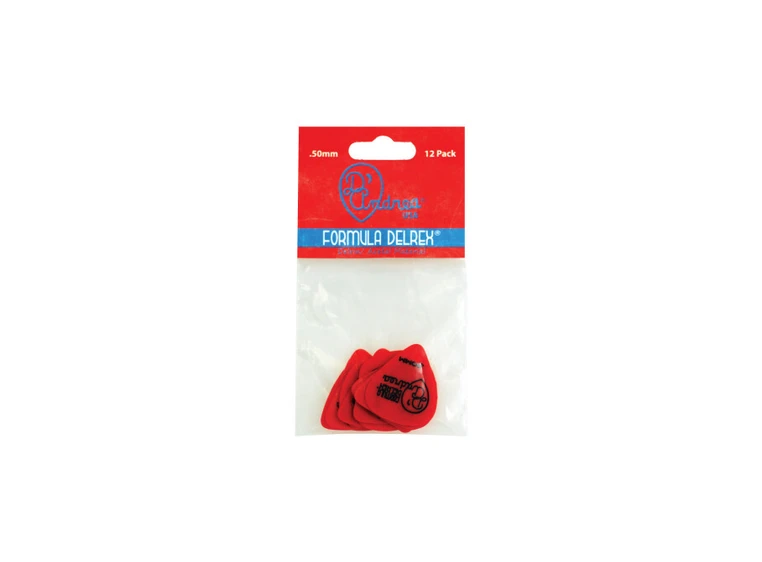 D'Andrea Plektre TD351-50TH Delrex 0,50mm Red 12-pakning 