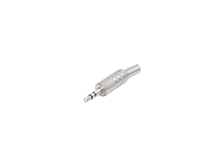 EA minijack 3.5mm stereo, sølvfarget plugg for tynn kabel 
