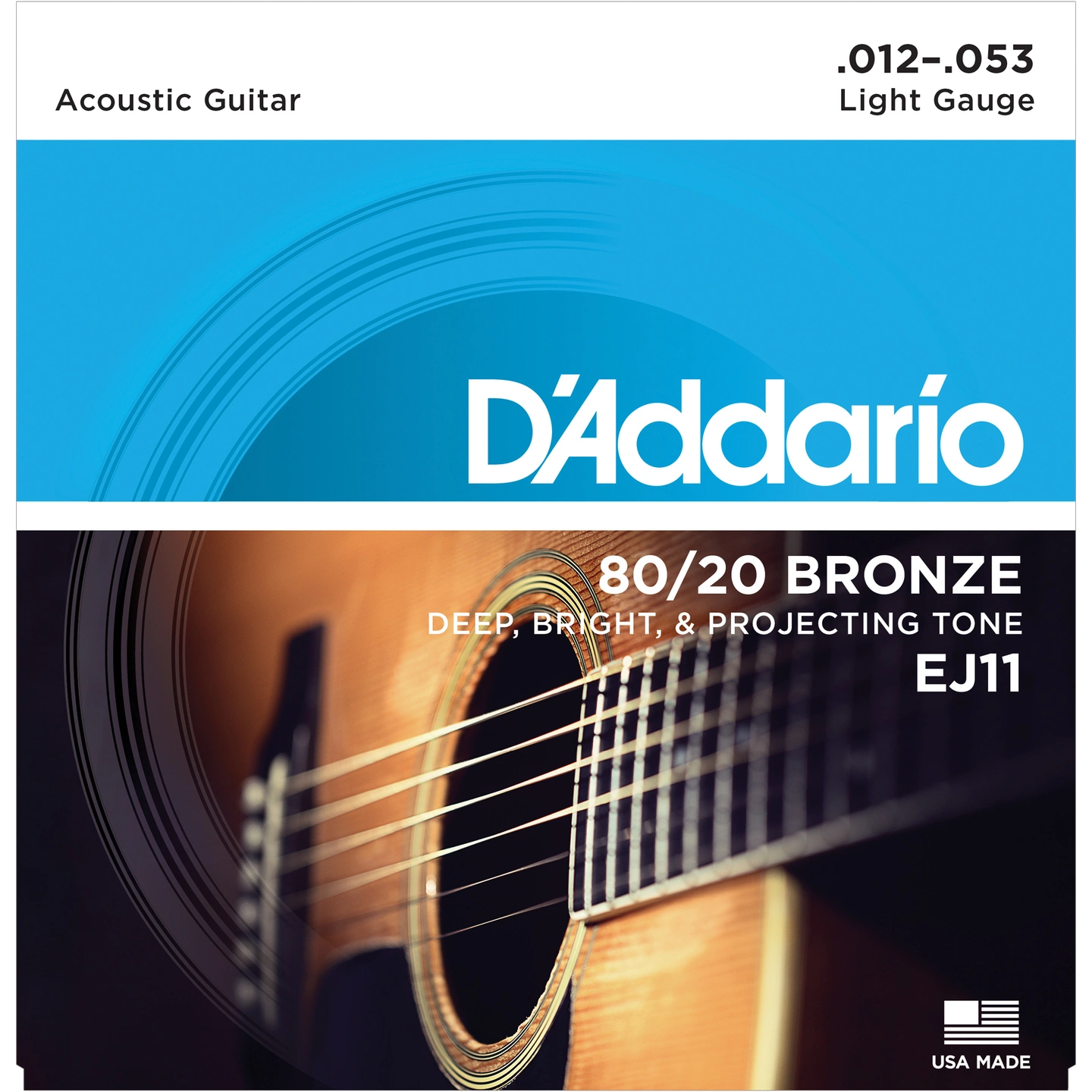 DAddario EJ11 80/20 Bronze Acoustic Guitar Strings Light 12-53