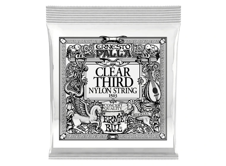 Ernie Ball EB-1503 Clear & Silver 2 G3. Hvit nylon. 