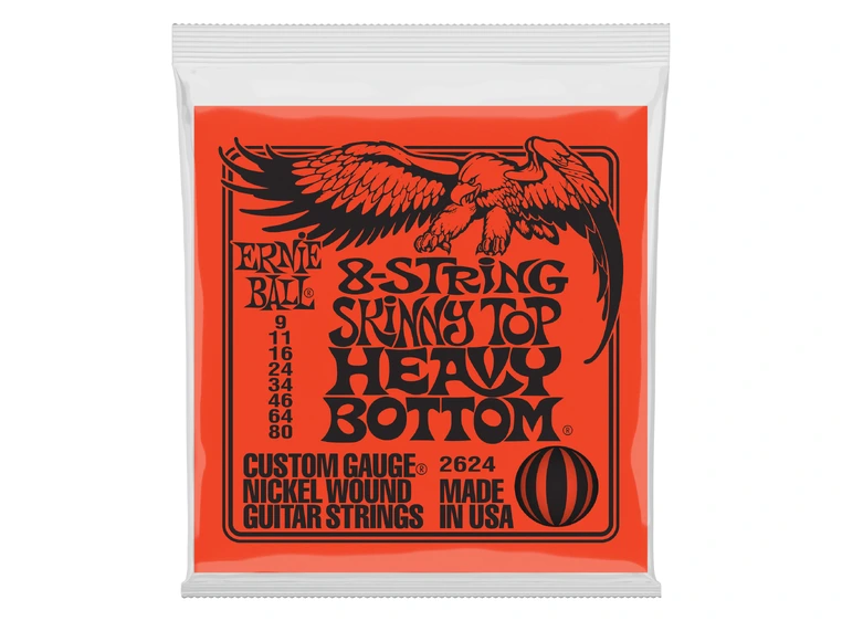 Ernie Ball EB-2624 8 strengers sett (009-080) Skinny Top, Heavy Bottom 