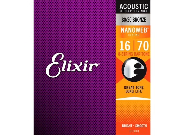 Elixir Nanoweb 80/20 Bronze Baritone (016-070) 8-string 11308