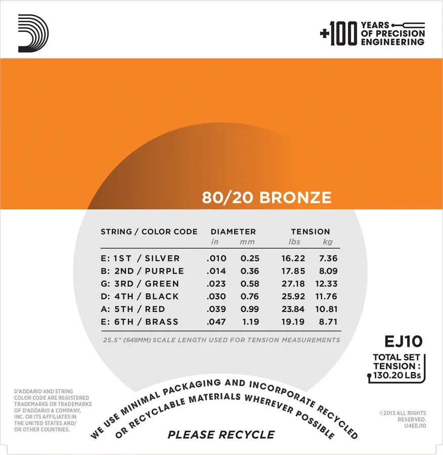 D'Addario EJ10 Bronze 80/20 (010-047) 