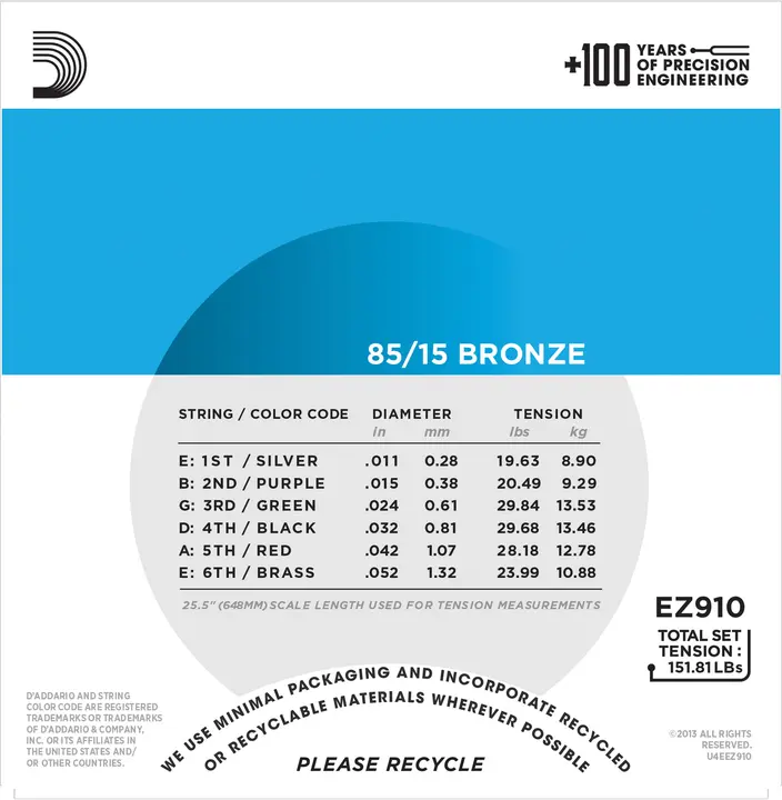 D'Addario EZ910 Bronze 85/15 (011-052) 