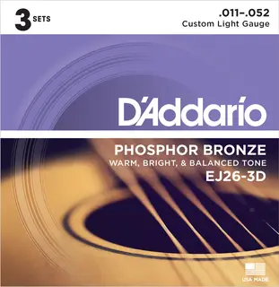 D'Addario EJ26-3D Phos. Bronze 3 Pack (011-052)
