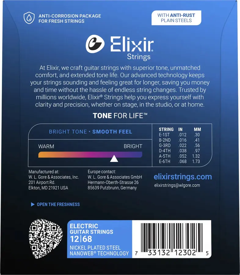 Elixir Nanoweb el-gitar 6str. (012-068) Baritone 12302 