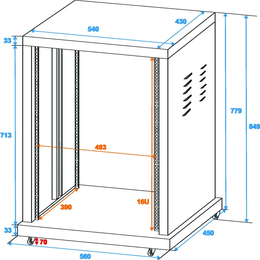 Steel rack SR-19, 16 units 