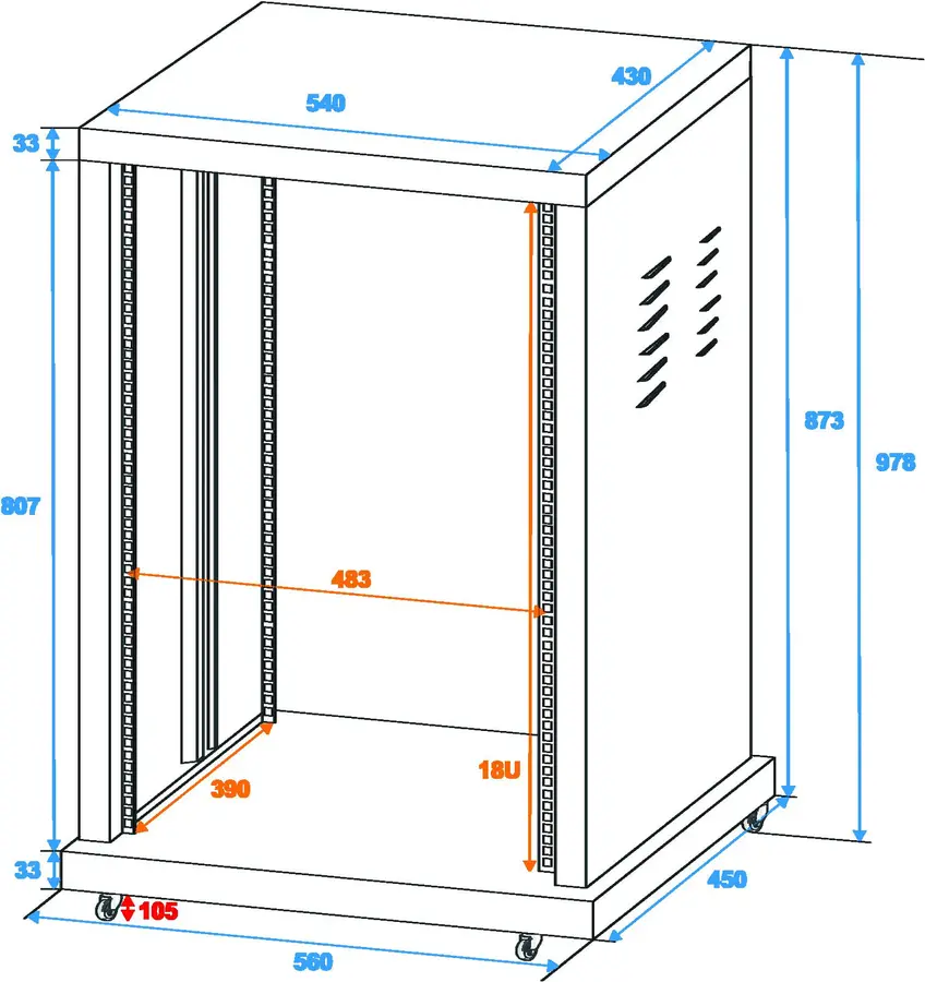 Steel rack SR-19, 18 units 