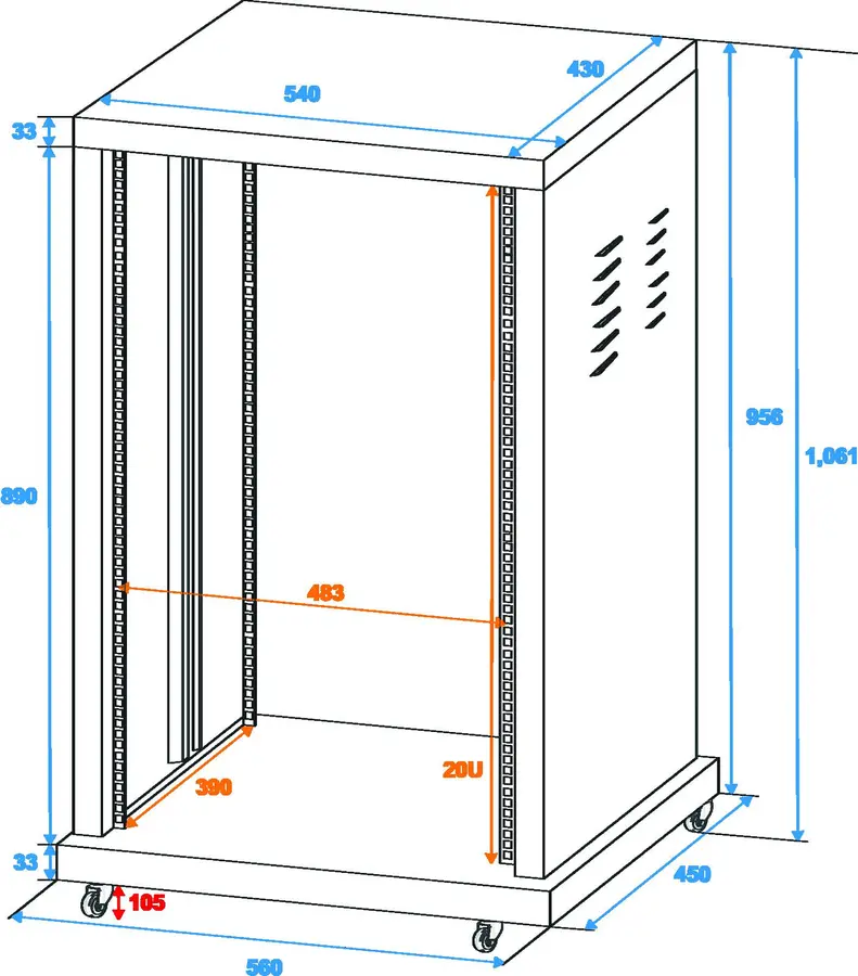 Steel rack SR-19, 20 units 