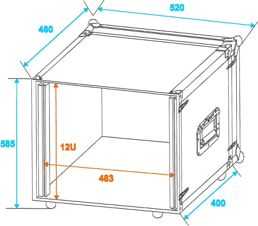 Effect rack CO DD, D:36cm, 12U, svart 