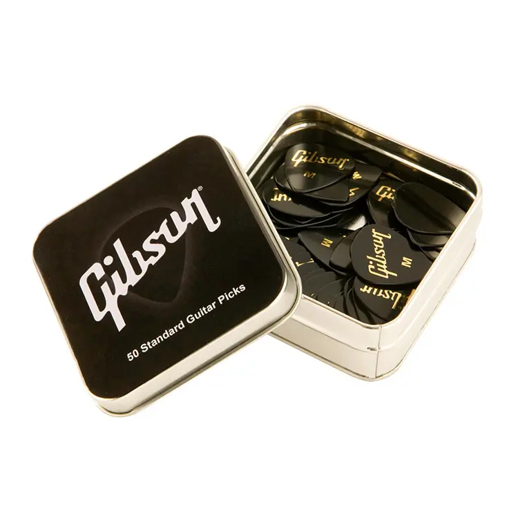 Gibson S&A Standard Pick Tin Black, Thin 50-pack 