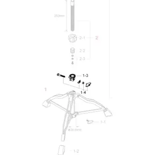 Tama HB855WN8LC, Bolt (M8X55mm), L-plate &amp; nut til HT-stol