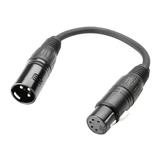 Dmx overgangskabel 5p(f) til 3p(m) 20cm