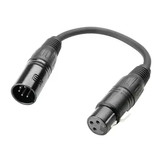 Dmx overgangskabel 3p(f) til 5p(m) 20cm K3DGF0020