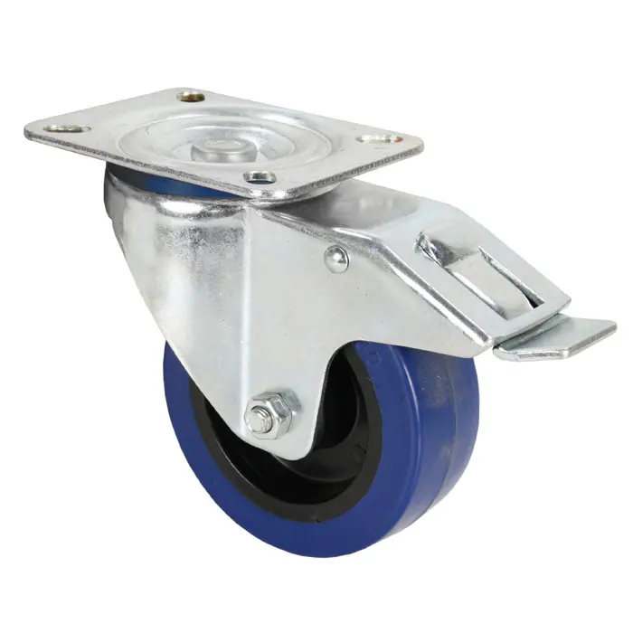 Adam Hall Hardware 372191 - Swivel Castor 100 mm with blue W 