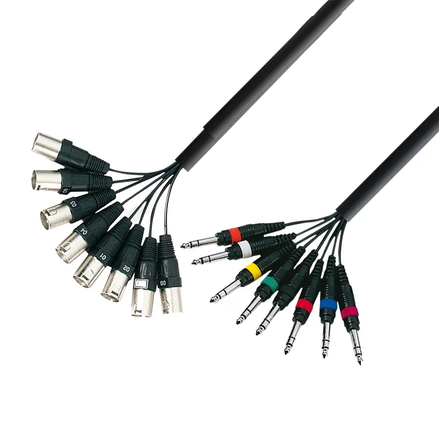 Multicable 8x8 XLR male-jack 3m 