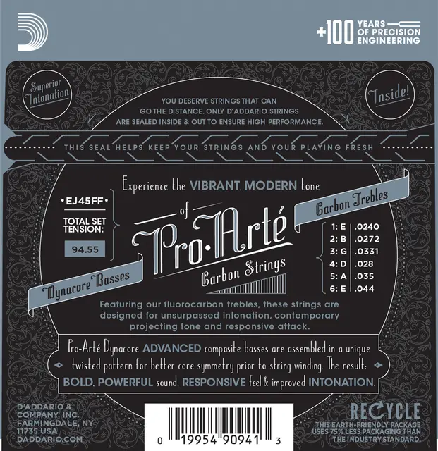 D'addario EJ45FF Pro Arte Dyna/Carbon 