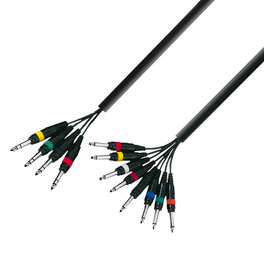 Multikabel 4x8 jack stereo - jack (Balansert) til mono (ubalansert)  5m. 