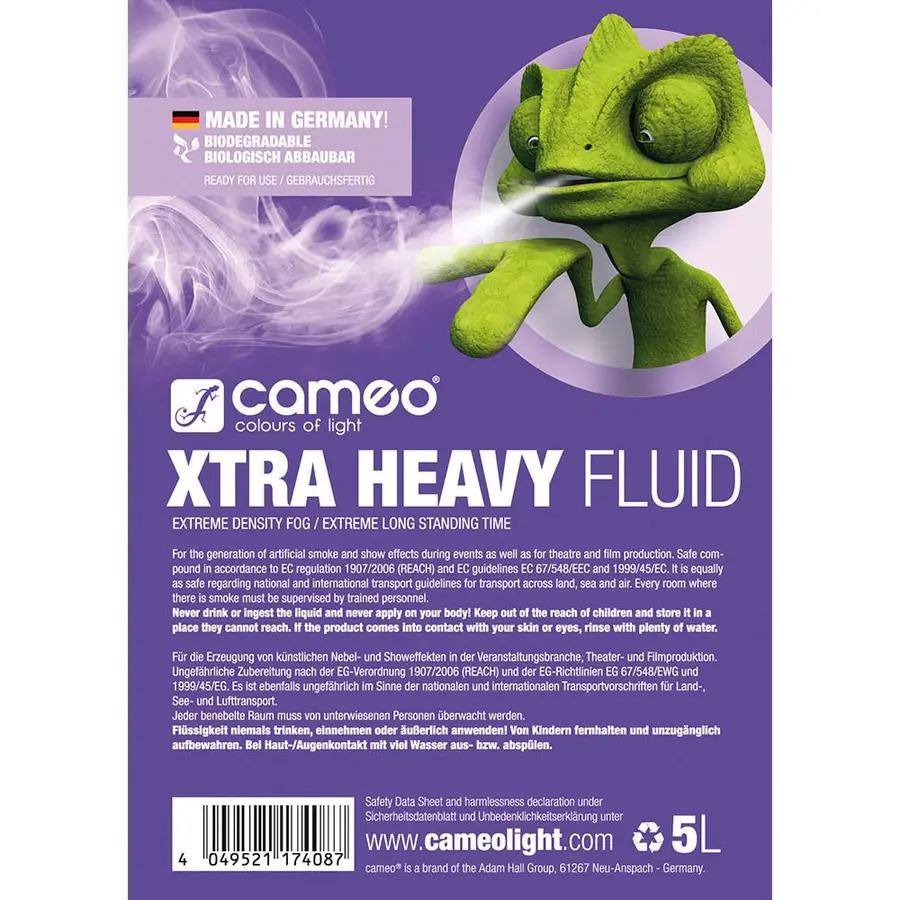 Cameo XTRA HEAVY FLUID 5L - Fog fluid w/ high density, long standing time 