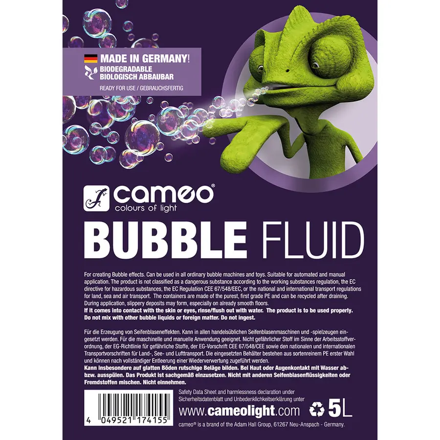 Cameo BUBBLE FLUID 5L - Special fluid for generating soap bubbles 5 L 