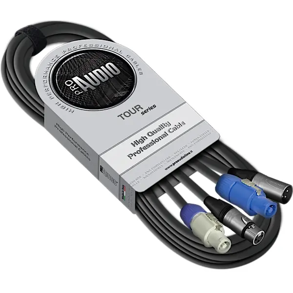 PROAUDIO TOUR66490L20BK Kombikabel, sort 20m, XLRf-XLRm 3p+PowerconIN/PowerconOUT 
