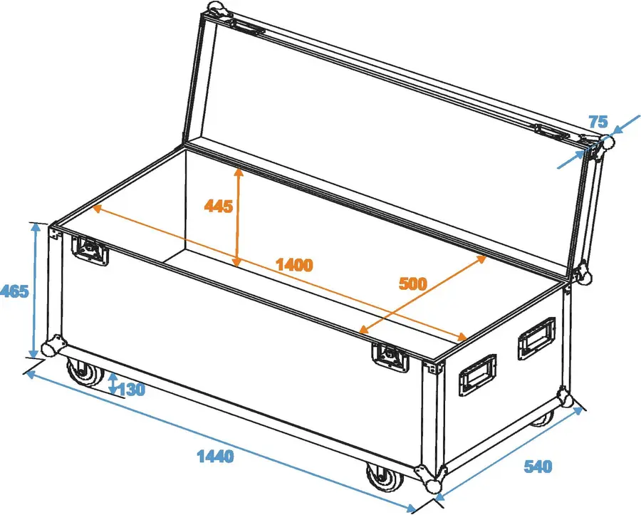 ROADINGER Universal case Profi 140x50x50cm wheels 