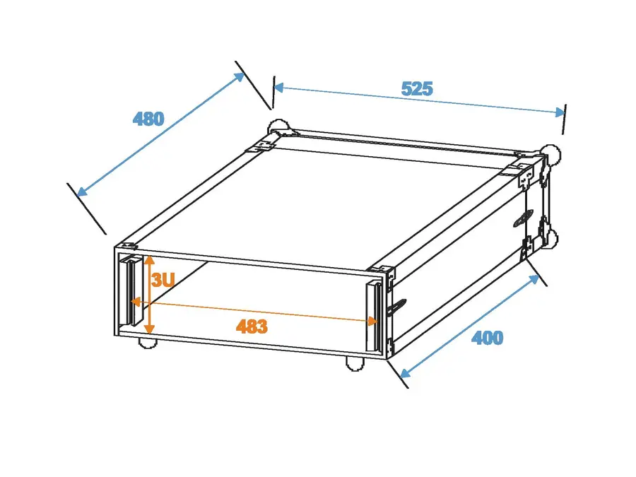 ROADINGER Effect rack CO DD, 3U, 40cm deep, black 