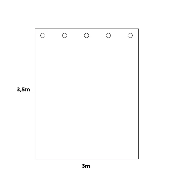 Sceneteppe molton 3,5x3m Ferdigsydd Sort, 300g/m2, maljer i bredden (3m) 