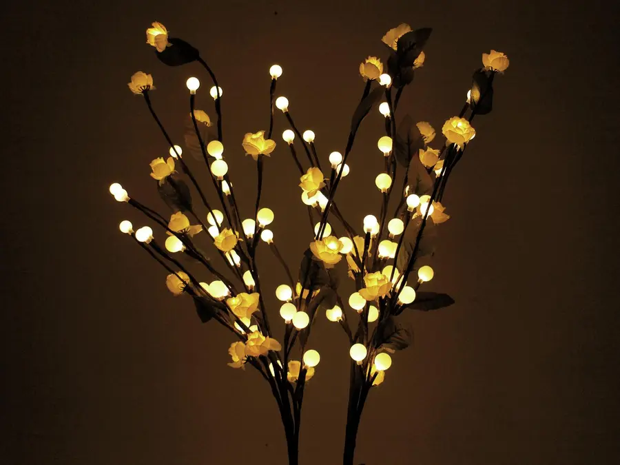 Europalms Camellia bow, with LEDs white, 50cm 