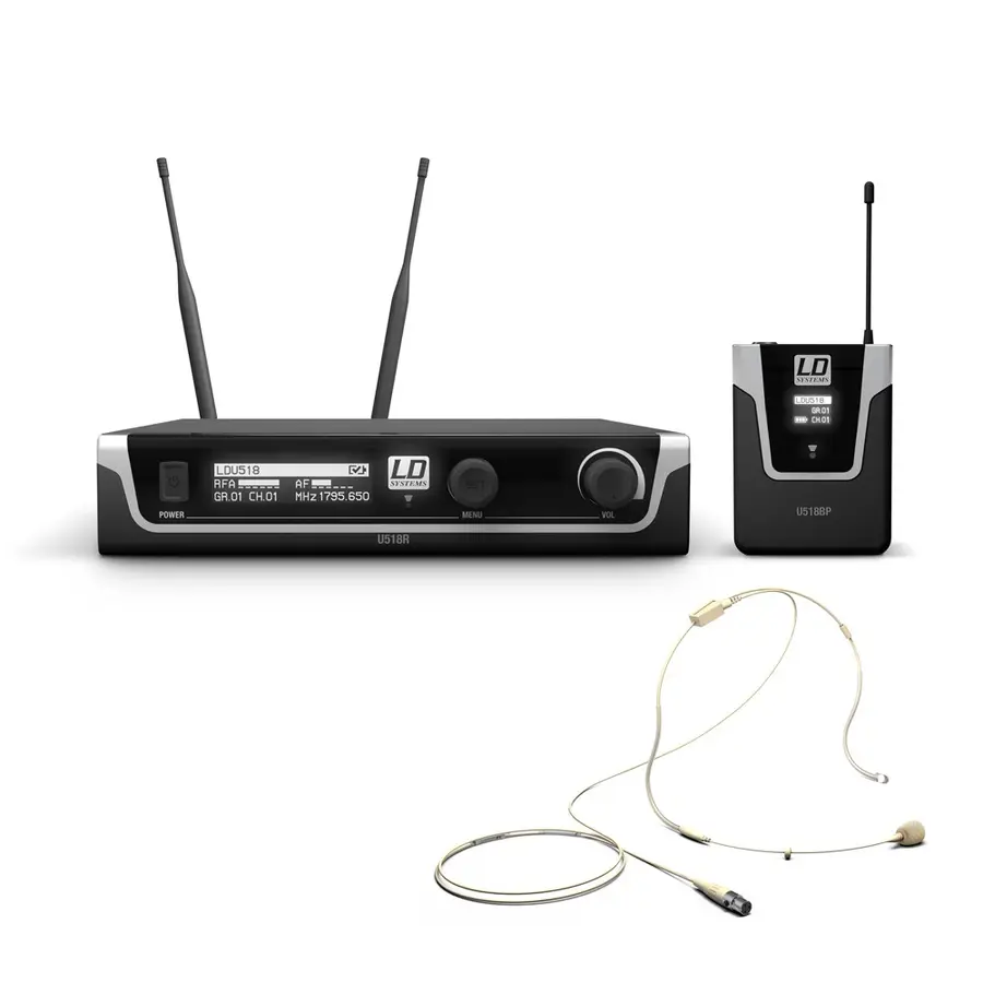 LD Systems U518 BPHH Wireless Microphone System with Bodyack and Headset beige 