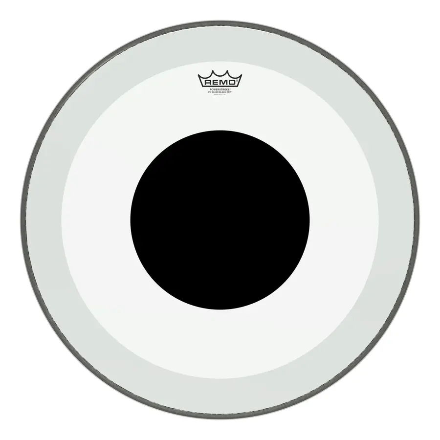 Remo P3-1322-10 Bass Powerstroke 3 Clear 22" Diameter No Stripe Top Black Dot 