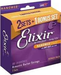 Elixir Nanoweb Ac 3-pack 80/20 Bronze (012-053) 16539 3.pack