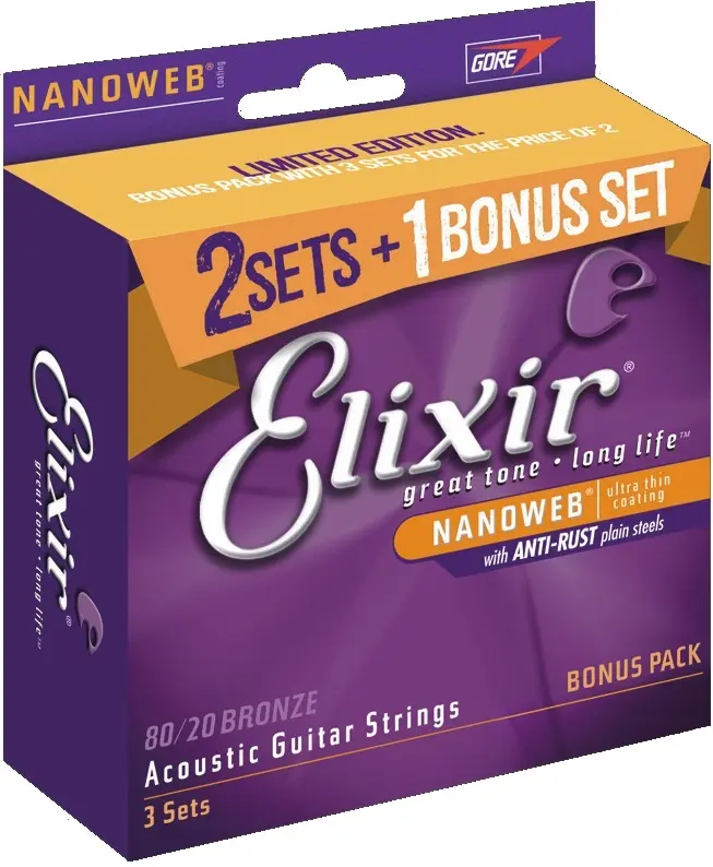 Elixir Nanoweb Ac 3-pack 80/20 Bronze (012-053) 16539 3.pack 
