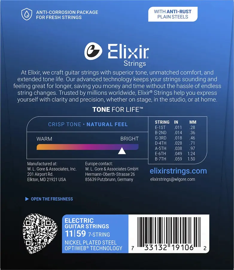 Elixir Optiweb Electric Nickel Plated (011-059) 19106 7-strenger Medium 
